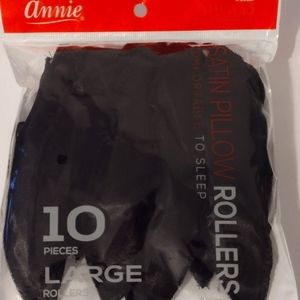 Annie Satin Pillow Rollers 10 Pieces Large Black